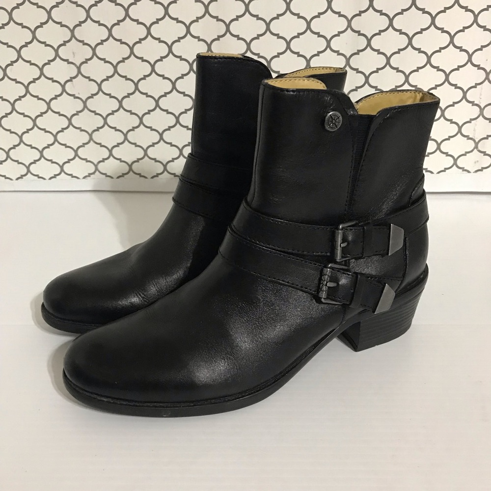 Bussola Antwerpen Luggage Leather Ankle Boots Low Riding Buckle Strap Size 38